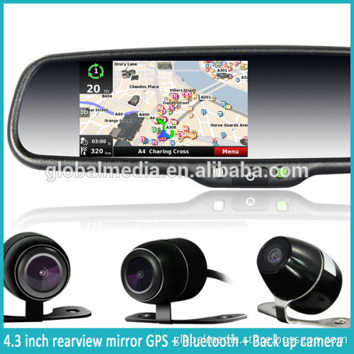 germid 4.3 inch Win CE system GPS Navigation rear view mirror with Bluetooth and backup camera display